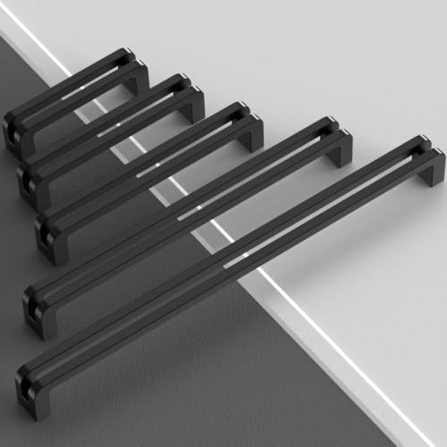 10 Pack Matte Black Cabinet Pulls 10 Inch(254mm) Kitchen Cupboard Handles Solid Heavy Duty Zinc Alloy Drawer Pulls - color: Matte Black, size: 10" Hole Center