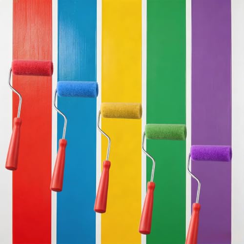 13Pcs 4 Inch Mohair Paint Roller Kit with Frame, 1/4" Nap,Mini Paint Roller