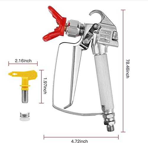 Airless Paint Spray Gun with 517 tip Swivel Joint 3600PSI High Pressure Spray Gun - size: 1 Count (Pack of 1)