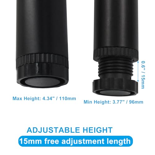 4 Inch Adjustable Metal Furniture Legs 4 Pack Black with Screws - size: 4 inches
