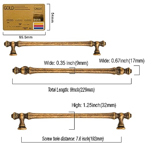 Amerdeco 10 Pack Antique Brass Cabinet Pulls 7.5" - color: Antique Brass, size: 7.5" hole center