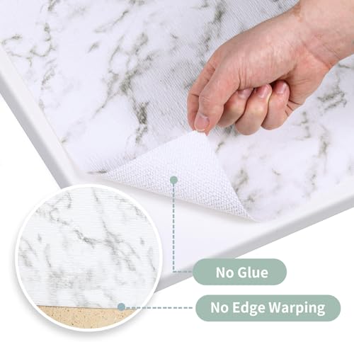 2-Layer Drawer and Shelf Liner for Kitchen Cabinet: 35.4in X 20Ft Non Slip - color: White Marble, size: 35.4"W x 236.2"L