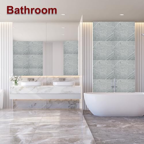 HARFINGTON 15pcs Peel and Stick Marble Tiles, Waterproof Wall Panel Backsplash, 12"x12" PVC Peel and Stick Shower Tiles for Bathroom, Kitchen, Living, Palace Jade Design - style: Palace Jade