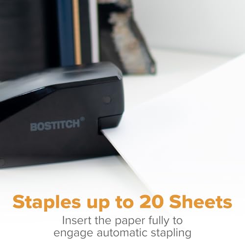 Bostitch Office Portable Electric Stapler, 20 Sheets, AC or Battery Powered, Black (MDS20-BLK) - color: Black