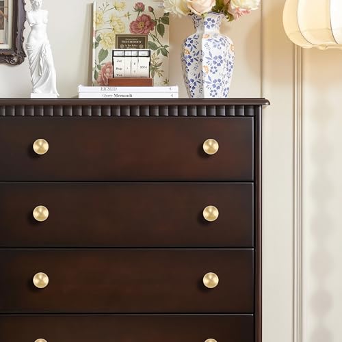 RZDEAL 1 Inch Gold Ball Cabinet Knobs Solid Brass Kitchen Cabinet Hardware Brushed Brass Dresser Drawer Pulls Knobs,4 Pack - size: 1 Inch