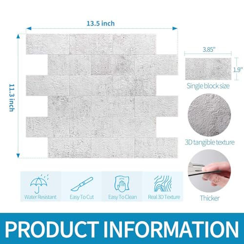 Art3d Peel and Stick Backsplash, Stick on Wall Tile, 10-Pack, Natural White - color: Natural White 10pcs