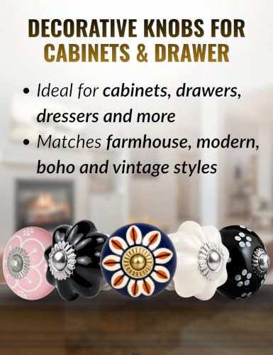 Black Cabinet Knobs 2 Pack - Ceramic Pumpkin Drawer Pulls - color: Black Solid, size: 2 Pieces