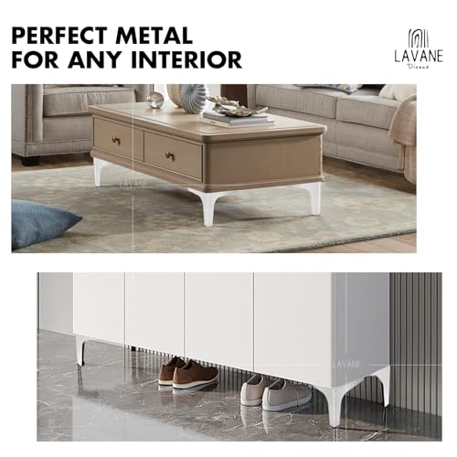 La Vane 4 Inch Diamond Triangle Metal Furniture Legs 4PCS- Heavy Duty Iron - color: White, size: 4" / 10cm