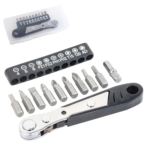 11 in 1 Right Angle Ratcheting Screwdriver Magnetic Low Profile 36 Tooth