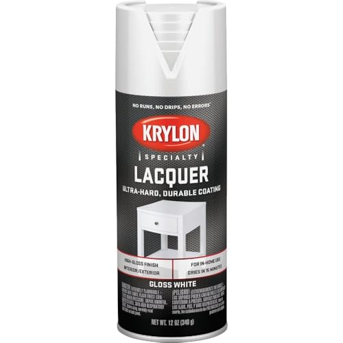 Krylon K07031777 Gloss White Lacquer Spray, 12 oz. - color: White, size: 12 Ounce (Pack of 1)