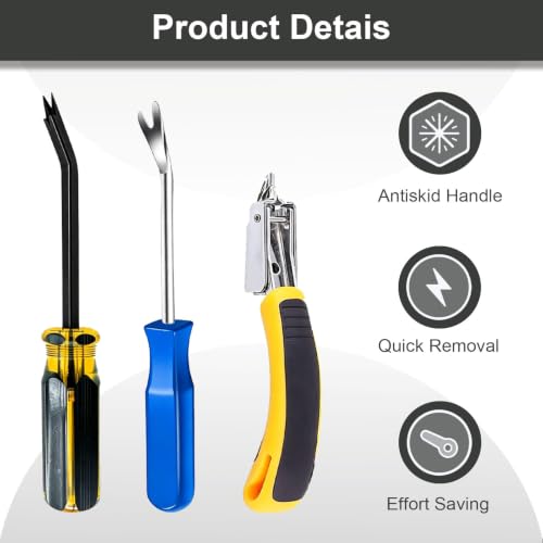 3Pcs Heavy Duty Upholstery and Construction Staple Remover with Tack Puller Tool, Nail Puller, Carpet Remover for Removing Nails,Staples,and Tacks for Carpet,Furniture,Floor,Photo Frame,Wooden - color: 3 Pcs