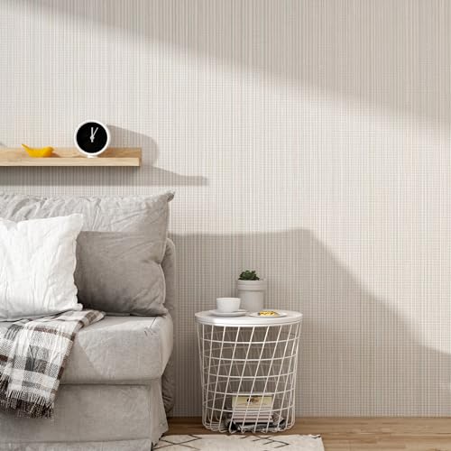 Grasscloth Peel and Stick Wallpaper 20.8"x394" Beige Thick Fabric Textured Linen Classic Faux Grassweave Neutral Removable Wallpaper Vinyl Film Roll for Home Use - color: Mixed Beige