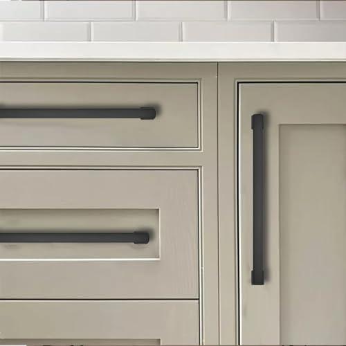 khtumeware 10 Pack 3-1/4inch(82mm) Hole Center Black Cabinet Pulls Heavy-Duty Solid Matte Black Cabinet Hardware Pulls for Kitchens, bathrooms and Dresser Handle - color: Black, size: 3-1/4inch(82mm) hole center