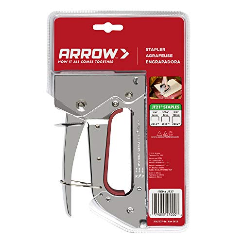Arrow JT27 Light Duty Staple Gun for Upholstery, Crafts, Office, Fits 1/4", 5/16”, or 3/8" Thin Wire Staples.