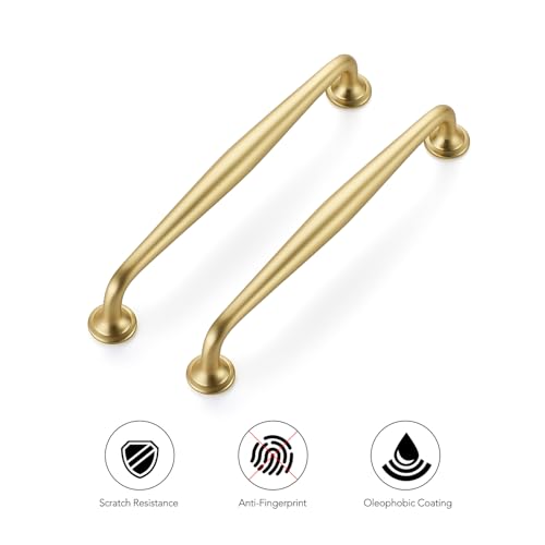 Ravinte Brushed Gold Cabinet Handles Solid Pulls 6-1/4 Inch 10 Pack - color: Brushed Gold, size: 6-1/4 inches Hole Center