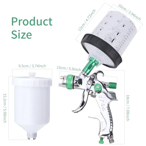 HVLP Spray Gun Kit, 4 Nozzles,10 Disposable Paint Cup System,Green - color: green