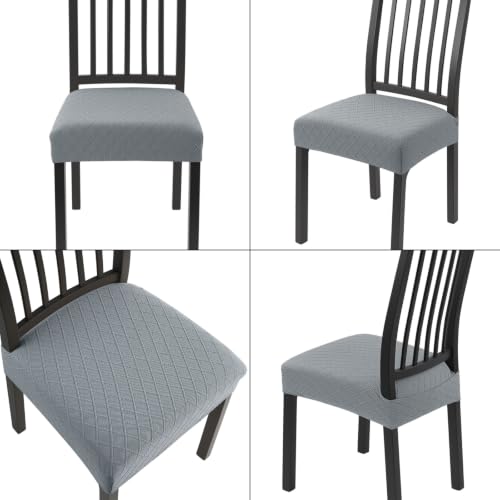 SearchI Waterproof Dining Chair Seat Covers Set of 4, Check Light Grey - color: Check Light Grey