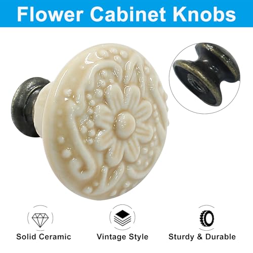 Piutouyar Light Yellow Ceramic Knobs, 34mm / 1.3 Inch, 10Pcs - color: ligth yellow, size: 10 Pieces
