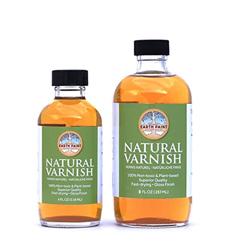 Natural Earth Paint Natural Varnish – Non-Toxic Protective Finish for Paintings, Wood & Crafts – Fast-Drying, Glossy & Durable – 8 oz. Made in USA