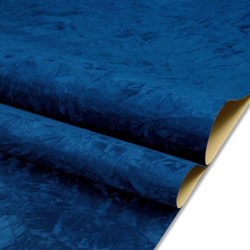 ReWallpaper Navy Blue Peel and Stick Wallpaper Removable Luxury Velvet Contact Paper 17.5in x 23ft Self Adhesive Velvet Flocking Wallpaper Textured Blue Felt Wall Paper Roll for Nursery Kids Bedroom - color: Blue Velvet, size: 17.5in x 23ft