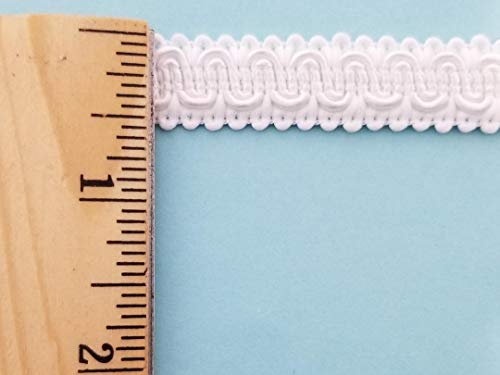 1/2" Scroll Braid Gimp w/Backing - 10 Continuous Yards - Many Color Options! (White) - color: White