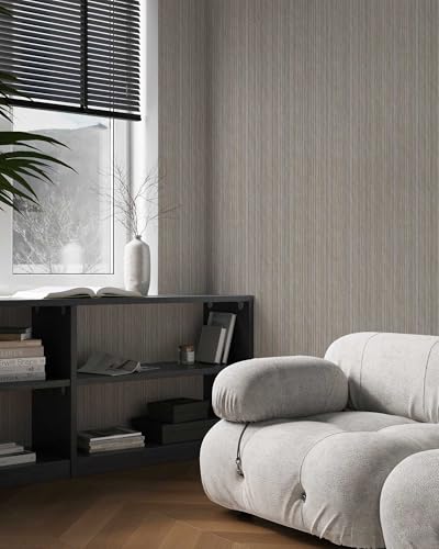 YXTII 20.8" x 196.8" Thick Peel and Stick Grasscloth Wallpaper, Grey Linen Wallpaper Self-Adhesive Fabric Wall Paper - color: Gray, size: 20.8" x 196.8"