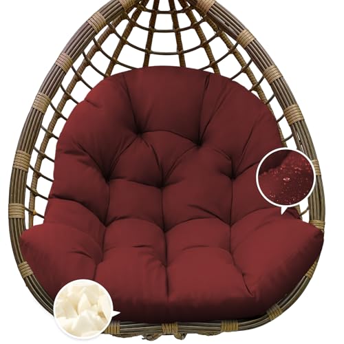 Egg Chair Cushion Replacement, Waterproof Outdoor Hanging Egg Chair Cushion Hammock Swing Chairs Cushions Pads, U-Shaped Thickened Cushions for Hanging Eggs Chairs, 47x33x7 Inches (Red) - color: Red
