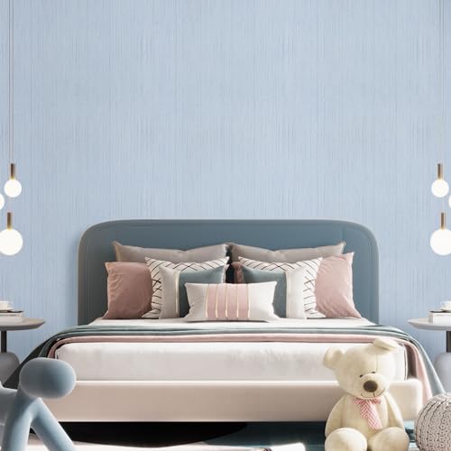 Blue Grasscloth Peel and Stick Wallpaper A Set of 23.6" X 480" Self-Adhesive Texture Contact Paper Faux Grasscloth Removable Wallpaper for Cabinets Counter Top Shelf Liners - color: Blue, size: 23.6" x 480"