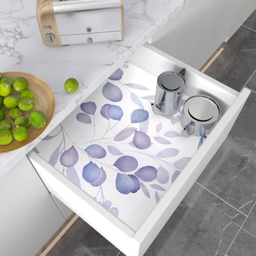 Serene Purple Leaf Botanical Peel and Stick Wallpaper 17.5" x 78" - color: White/Lavender, size: 17.5" x 78"