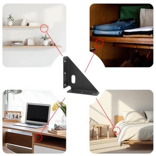 8Pcs 90 Degree Heavy Duty Gusset Joints Bracket 5.2"x2.3"x1.1" Corner Brace Bracket Fasteners with Screws Triangle Cold Rolled Steel Corner Protectors for Furniture Jewelry Box