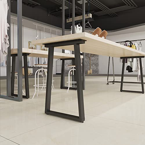 TIEOU Metal Legs for Table Trapezoid Shape 28" H Tall Industrial Table Legs Heavy Duty Metal Desk Legs Set of 2,Black - size: Trapezoid-28"H