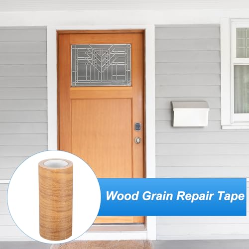 PATIKIL 6" X30' Self-Adhesive Wood Grain Repair Tape with Scraper Maple Grain Wheat - color: Maple Grain Wheat, size: 6 IN X 30 FT