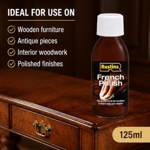 Rustins French Polish Pure Shellac Quality Finish for Furniture 125ml | 4.2 Fl. Oz. - size: 125ml