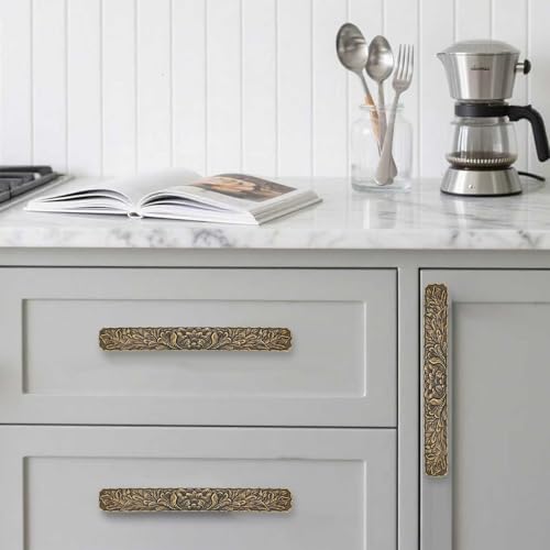6 Pack 5 inch Antique Brass zinc Alloy Hardware Vintage-Antique-Bronze Cabinet Drawer Handle is Suitable for Sideboard, Jewelry Box, Kitchen and Bathroom Furniture Cabinet Pulls