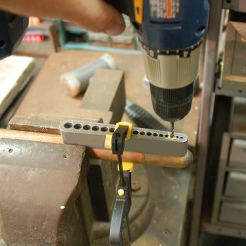 STD1000DGNP Drill Guide for Straight Holes, 17 Drill Sizes, From 1/8" to 3/8", in 1/64" Increments, Heat-Treated Steel, Drill Jig Block, Drill Bit Guide, Lifetime Free Replacement