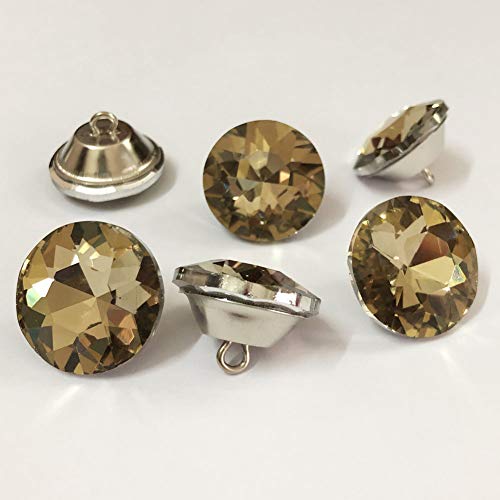 25PCS 25mm Crystal Glass Buttons Sewing Rhinestone Buttons (Tea BS) - color: Tea Button(BS)