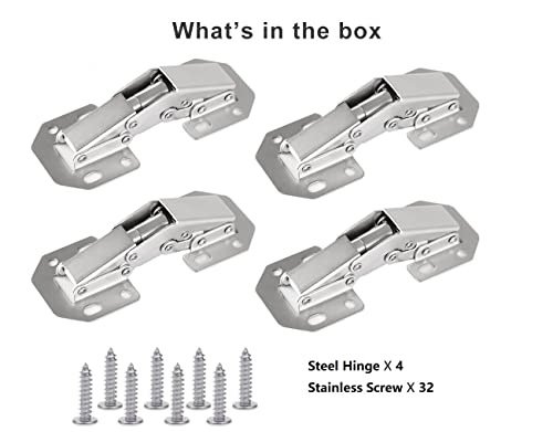 4-Pack Hidden Hinges for Cabinet Doors Frameless, Concealed Cabinet Hinges, 90 Degree Surface Mount Hinges - size: 4 Pack