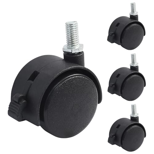 Murtenze 1.5 Inch Nylon Swivel Stem Caster Wheels, 4Pcs, M8 Thread - style: 1.5 Inch Stem with Brake