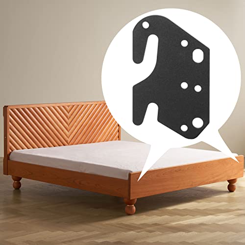 4 PCS Universal Wood Bed Rail Hook Plates for Headboard Footboard Bed Frame Bracket, Wooden Bed Hook On Bed Rails with Mounting Hardware, Black