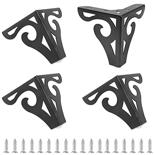 Bivethoi 3 Inch Furniture Legs, Black Metal, Set of 4 - size: 3 Inch / 8cm