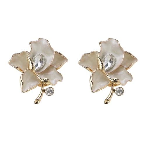 Geesatis Vintage Crystal Flower Knobs 4Pcs, White Cabinet Drawer - style: I-White