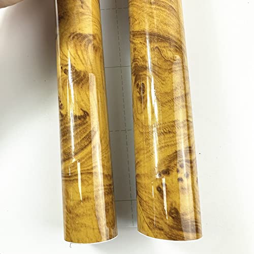 Moyishi Wood Grain Vinyl Sticker Decal Roll Car Interior Home Office Furniture DIY Film Wrap 30cmx100cm (Yellow) - color: Yellow