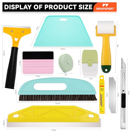 WRAPXPERT Peel and Stick Wallpaper Tools,Wallpaper Smoothing Tool Kit with Smoother,Edge Guider,Paste Brush for Backsplash Tile,Contact Paper - color: T123