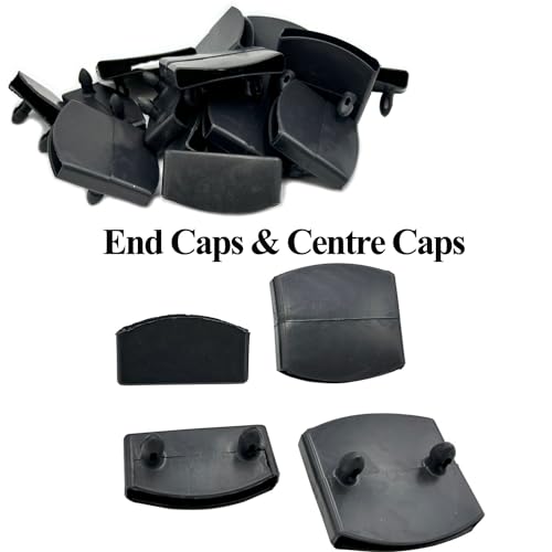 20pcs 54x9mm Black Replacement Bed Slat Plastic Centre Caps or End Caps Holders for Holding Securing Wooden Slats Bed Base,Width 54mm x Height 9 mm (10pcs End Caps and 10pcs Centre Caps) - size: Centre Caps 10pcs + End Caps 10 pcs