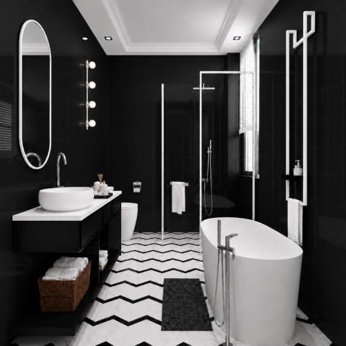 Peel and Stick Black Wall Tiles for Backsplash 11.8" x 11.8", 12-Pack - color: Pure Black, size: 11.8" x 11.8" x 2.2mm