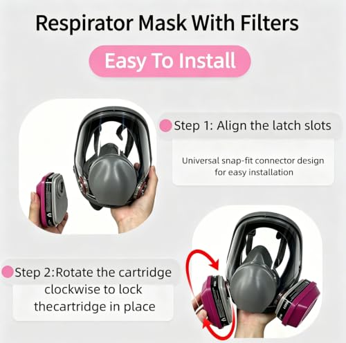 Full Face Respirator Mask with Filter Set, Anti-Fog & Reusable for Painting
