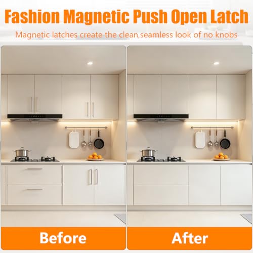 TONITRUI Heavy Duty Magnetic Push Latch, Double Push-to-Open Touch Latch for Kitchen Cabinet Doors, Push Release Pop Out Catch for Drawer Closure, White Cabinet Hardware (4 Pack) - color: White-Double