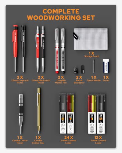 STAGEEK 17-in-1 Carpenter Pencils Set, Mechanical Pencils for Construction