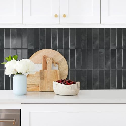 STICKGOO 10-Sheet Peel and Stick Backsplash Tile(Thicker Design) - color: Marquina Black