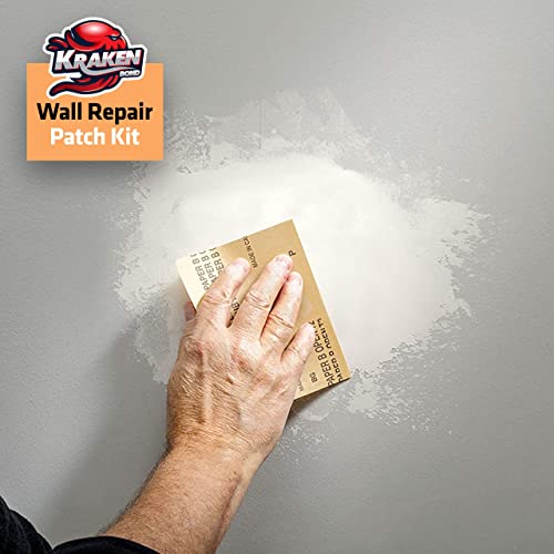 Kraken Bond Drywall Patch Repair Kit - (1x8 fl.oz.) Easy to Use Wall Patch Repair Kit for Drywall Hole & Cracks, Includes Aluminum Self-Adhesive Patch, Grit Sandpaper, Plastic Putty Knife, 1 Pack